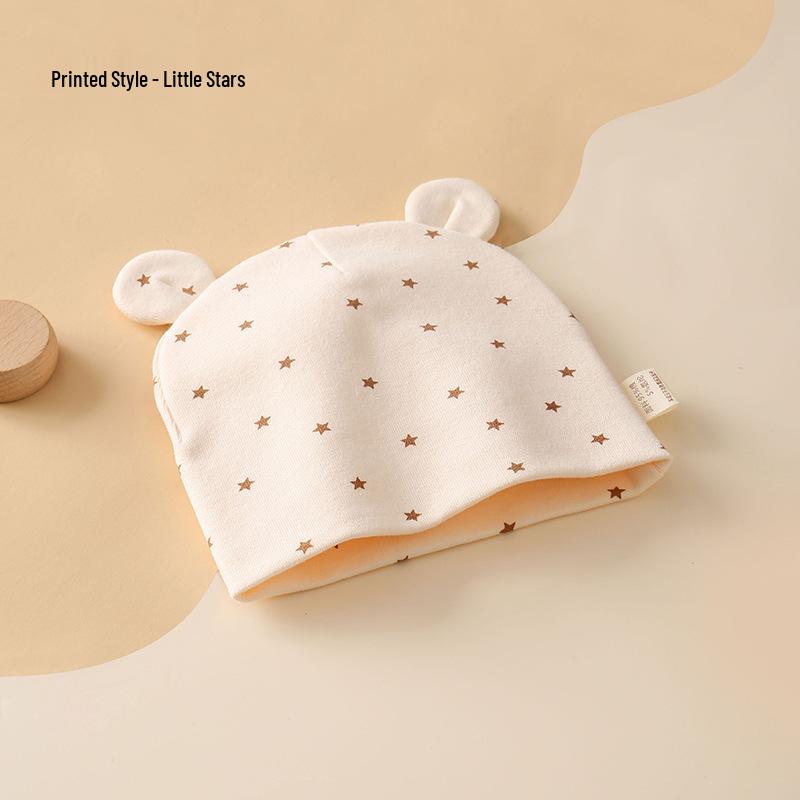 

Newborn Pure Cotton Windproof Double-Layer Hat, 0-3 Months, Fontanelle Protection, All-Season One Size (0-3 Months)