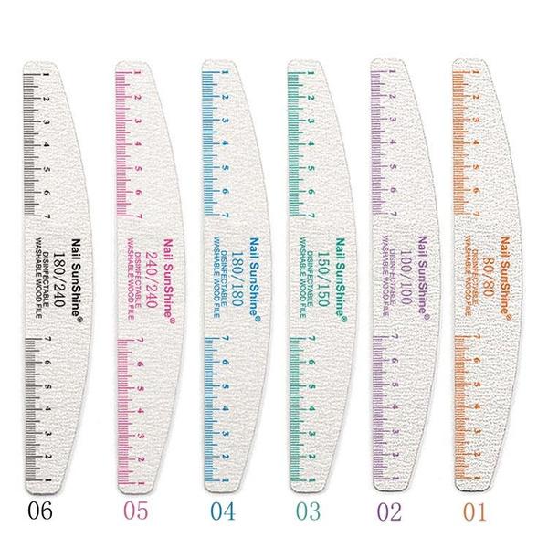 2Pcs Half Moon Nail File Sandpaper 80/100/150/180/240 Nail Sanding File Buffer For Manicure Polishing Nail Tools