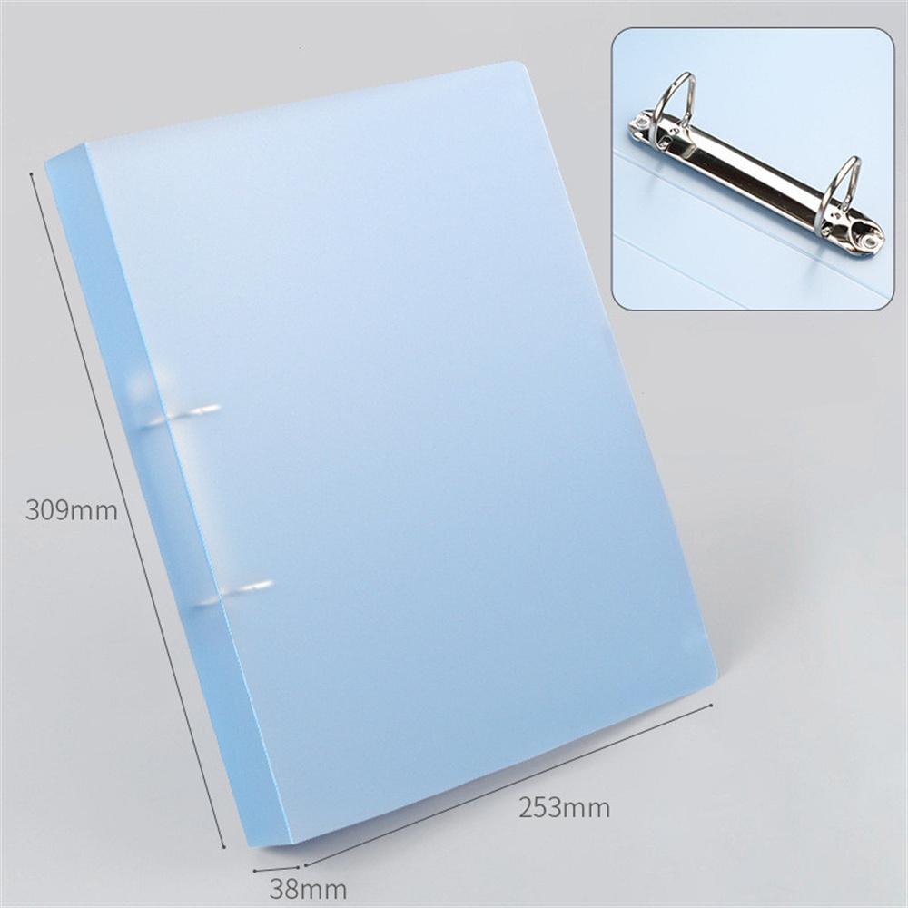 A4 Binder D-Type Punch Folder Office Storage File Ring Waterproof Test Paper Data Storage Folder 4 Hole Binder Learning Supplies Light blue 2
