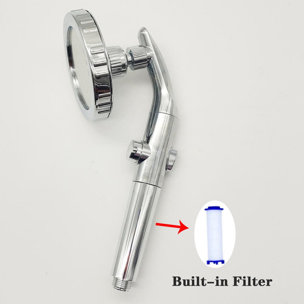 Big Panel High Pressure Large Flow Shower Head With Stop Water Button Silver Massage Abs Spray Nozzle Rainfall Bathroom Shower