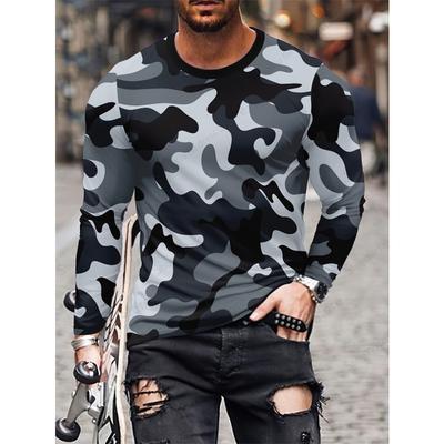 Camiseta de Manga Larga para Hombre Camiseta con Estampado de Camuflaje 3D Hombre Mujer Moda Tops Camisetas Ropa Deportiva para Exterior Camiseta Ropa de Camuflaje Talla Grande