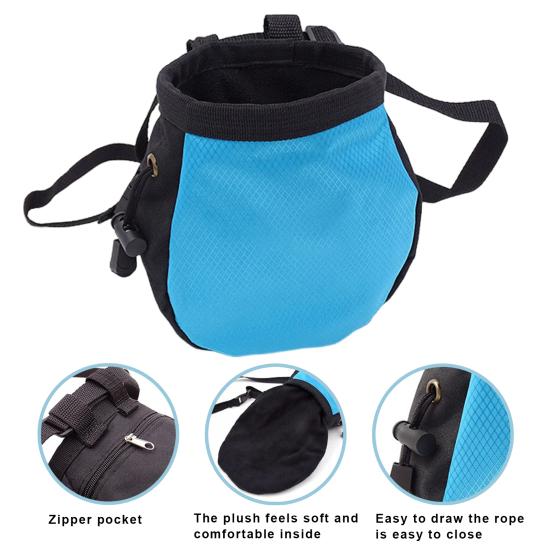 Adjustable Climbing Chalk Bag Waterproof Gear Chalk Bag Anti-slip Waist Hanging Chalk Bag Rock Climbing Bouldering Weightlifting Gymnastics Fitness