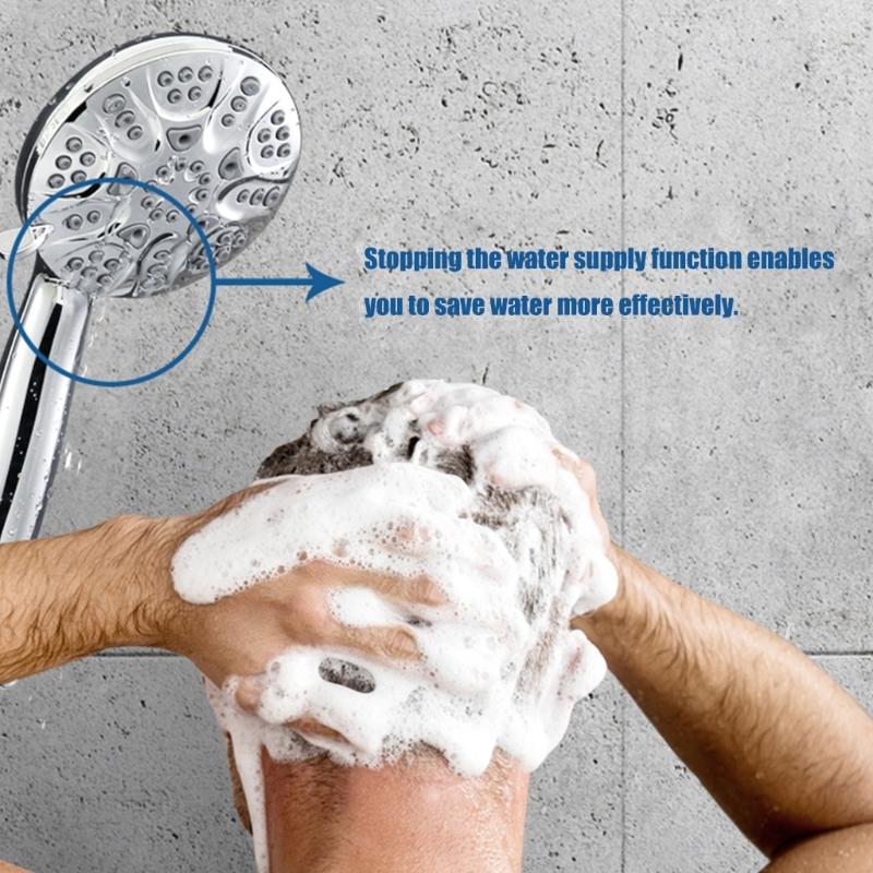 6 Function Shower Head With Electroplated Finish For Modern Bathroom ABS Handheld Shower Sprayer