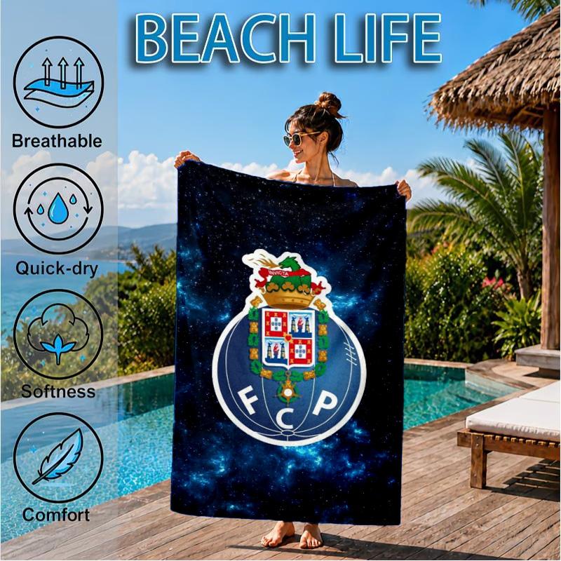 Fc Space Emblem Printed Microfiber Beach Towel, Soft And Absorbent, Quick-Dry, Ideal for Summer Travel, Beach Essential, Swimming Pool