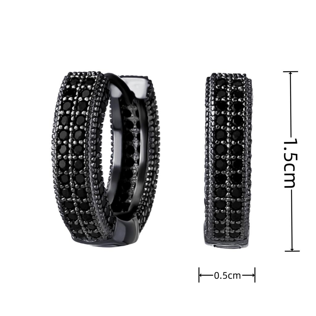 Good Fashionable Design for Casual Attire popular Elegant Black Hoop Earrings Essential Novelty Earrings with Sparkling Cubic Accents Fashion fashion