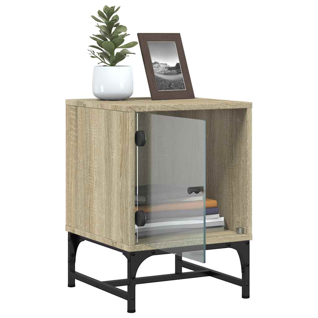 Nightstands with Glass Doors 2 pcs Sonoma Oak 35 x 37 x 50 cm
