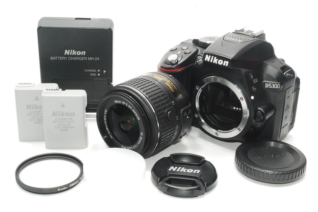 Nikon D5300 Digital SLR Camera with VR II Lens LCD 18-55mm Kit, Black, 24MP, 3.2-inch (D5300LK18-55VR2BK)