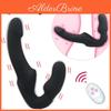 Strapless Female Strapon Dildo Vibrator 10 Speeds Double Vibrating G Spot Adult Sex Toys For Women Couple Anal Prostate Massager