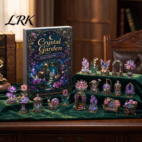 Desktop Micro Landscape Decor Fantasy Advent Calendar Box with 24 Mini Acrylic 2D Ornaments, Christmas Countdown Hanging Decorations Decoration, Moon