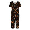 Women Two Piece Set Short Sleeve Top and Capri Pants Halloween Print Casual Lounge Outfit Comfortable Fit