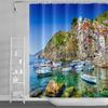 Natural Scenery Shower Curtains Seaside Mountain Landscape Bathroom Waterproof Polyester Bath Curtain Home Decoration With Hooks