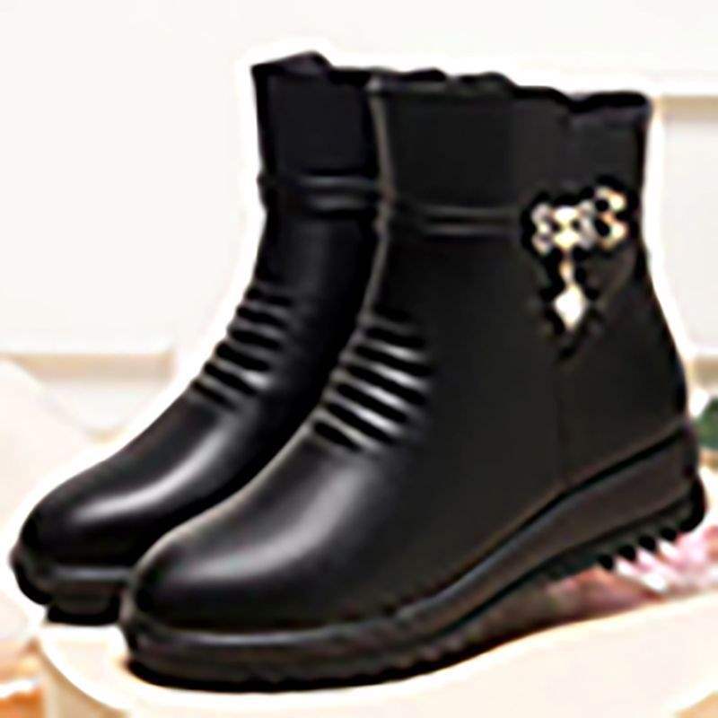 

Хлопковые ботинки женские осенне-зимние новые бархатные хлопковые туфли для женщин среднего и пожилого возраста, обувь для мамы, мягкая подошва, нескользящие короткие ботинки на плоской подошве, теплые 35