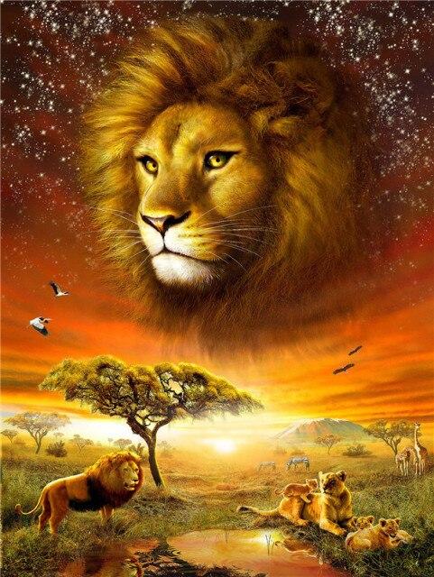 Pictură cu diamant Leu, pătrat complet, rotund, cusătură de cruce, broderie cu diamante, mozaic de animale, acut, decor pentru acasă