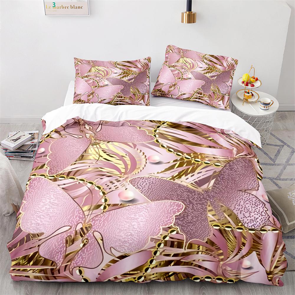 Butterfly Duvet Cover Set Blue Purple Wild Animals Bedding Set King Queen Size for Kids Girls Women Polyester Comforter Cover
