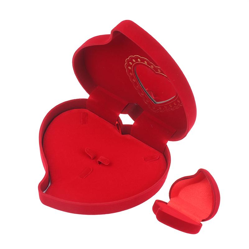 Velvet Heart-Shaped Necklace Pendant Packaging Box Valentine'S Day Engagement Proposal Wedding Ring Box Gift Box Jewelry Case