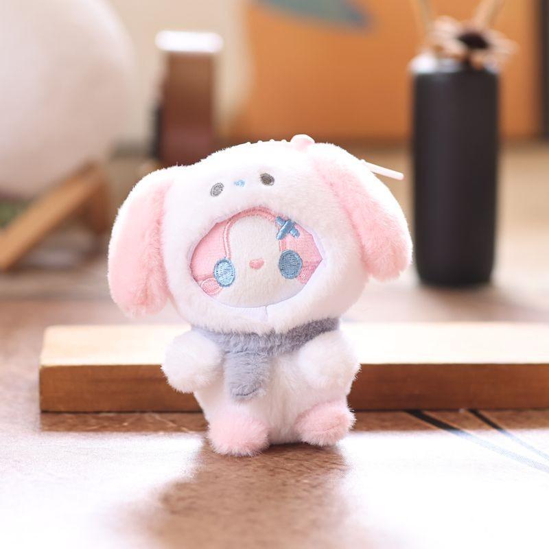 Cute Cat Dog Rabbit Panda With Scarf Plush Toy Pendant Keychain For Bag Decor