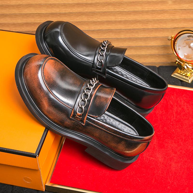 

Мода Мужская Мода Обувь Ле Фу Черный Коричневый Большая Голова Толстая подошва Кожаная обувь Британская Деловая Офисная Нарядная обувь Размеры 38-46 Мужская обувь 46 коричневый