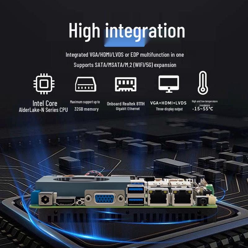 N97 Mini Industrial Control Motherboard: Low-Power All-in-One Computer with Dual Network, 6 Serial Ports, and 3.5-inch Embedded Board.