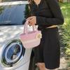Chic Summer Woven Bucket Bag For Women In Bowknot Pink Gray And Khaki Stylish Colors