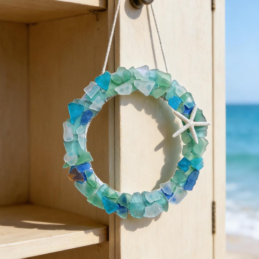 Handmade Sea Glass Garland Coastal Home Decor Handmade Sea Glass Wreath Coastal Style Christmas Ornament Beach Decor for Front