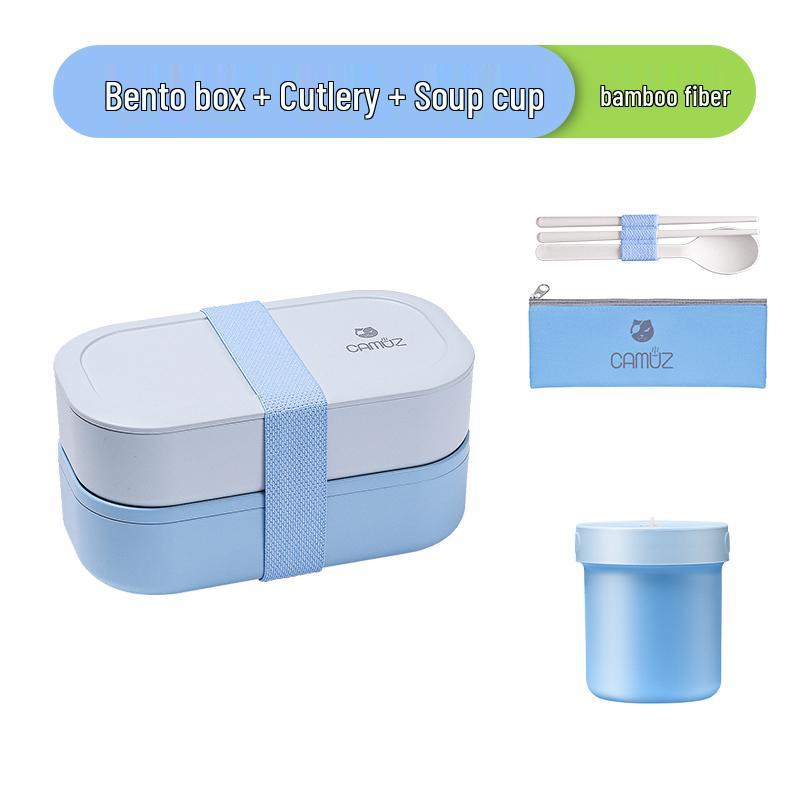 Microwaveable Japanese Double-Layer Bento Box - Portable, Sealed & Divided for Office Workers
