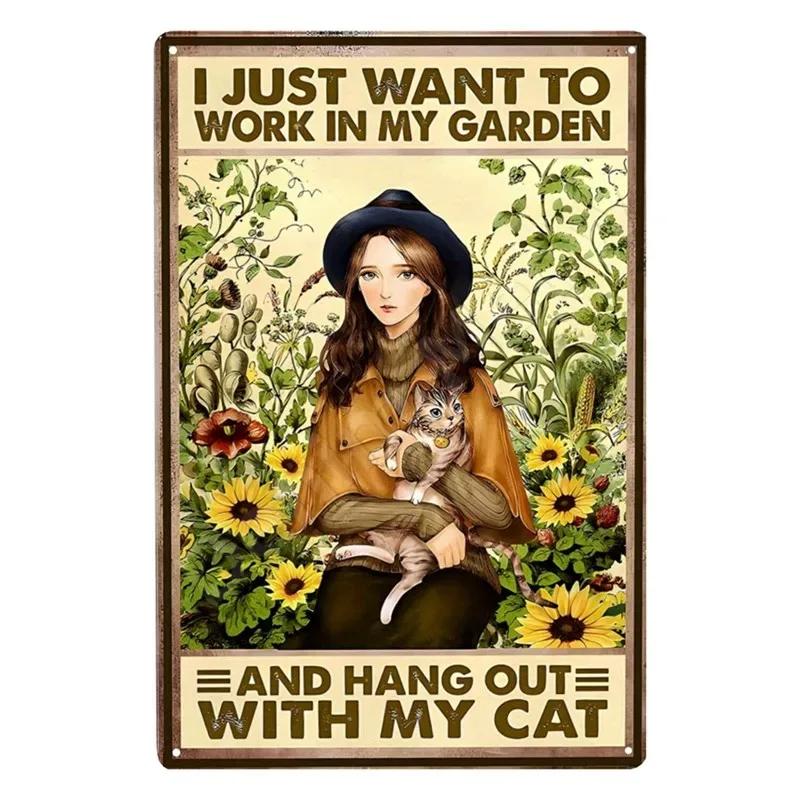 Gardening Vintage Metal Tin Sign  Wall Decor Because Murder Is Wrong Funny Plants Retro Sign for Farmhouse Home Room Decoration