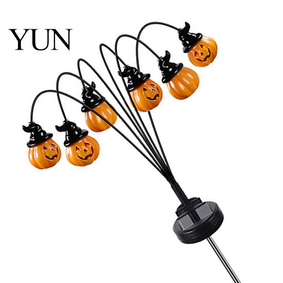 Decorative Yard Stakes for Halloween Solar Pumpkin Light, LED Scary Jack-o-Lantern Swaying Garden Stake Landscape Illumination Waterproof Pathway