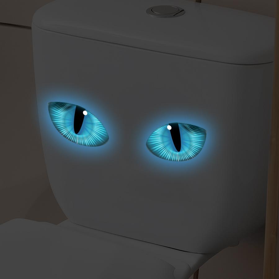 Glowing Cheetah Eyes Bathroom Stickers Waterproof Wall Decals Creative Toilet Decor Home Toilet Wall Decoration Stickers