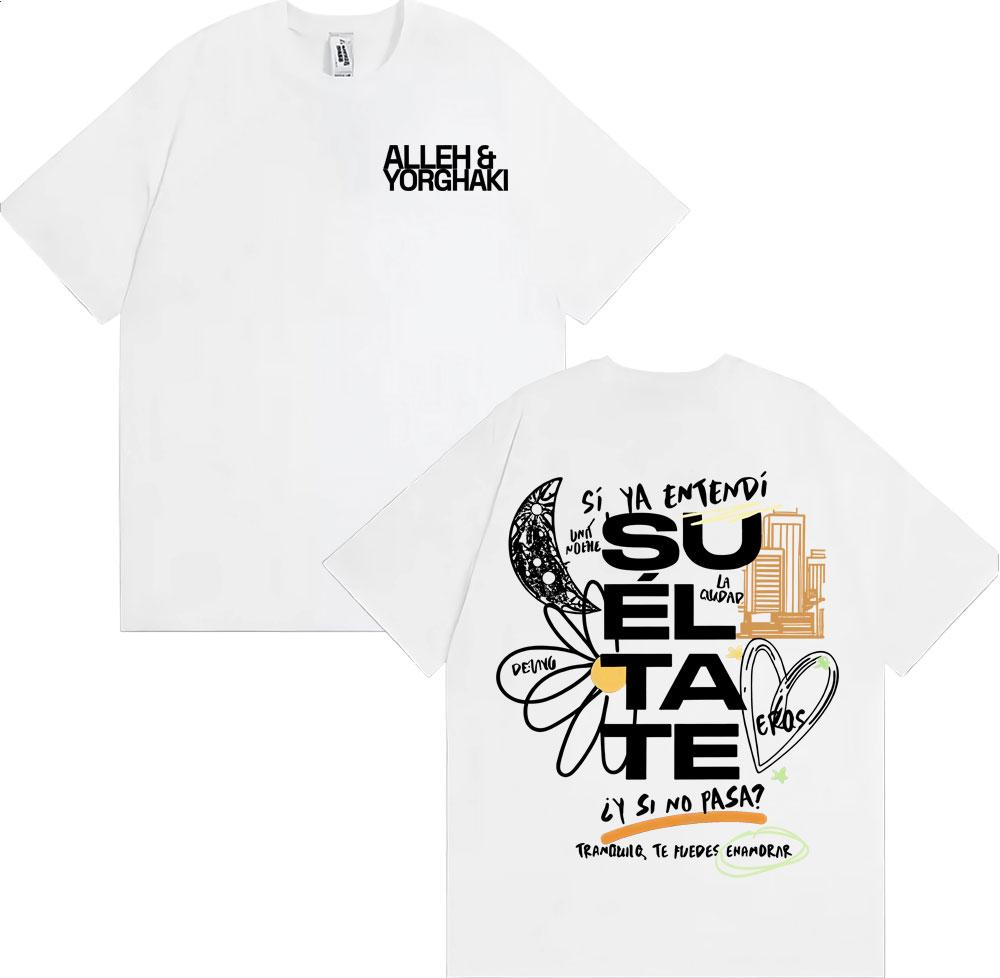 Alleh Yorghaki Su El Ta Te Letter Print Tshirts Unisex High Street Trending Oversized T Shirt Men Casual ONeck Cotton Tshirt