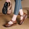 Mode Neue Orthopädische Römische Sandalen Damen Ausschnitt Rindsleder Schuhe Damen Gladiatoren Keilabsätze Mary Jane Sandalen Frau Ausschnitt Schuhe