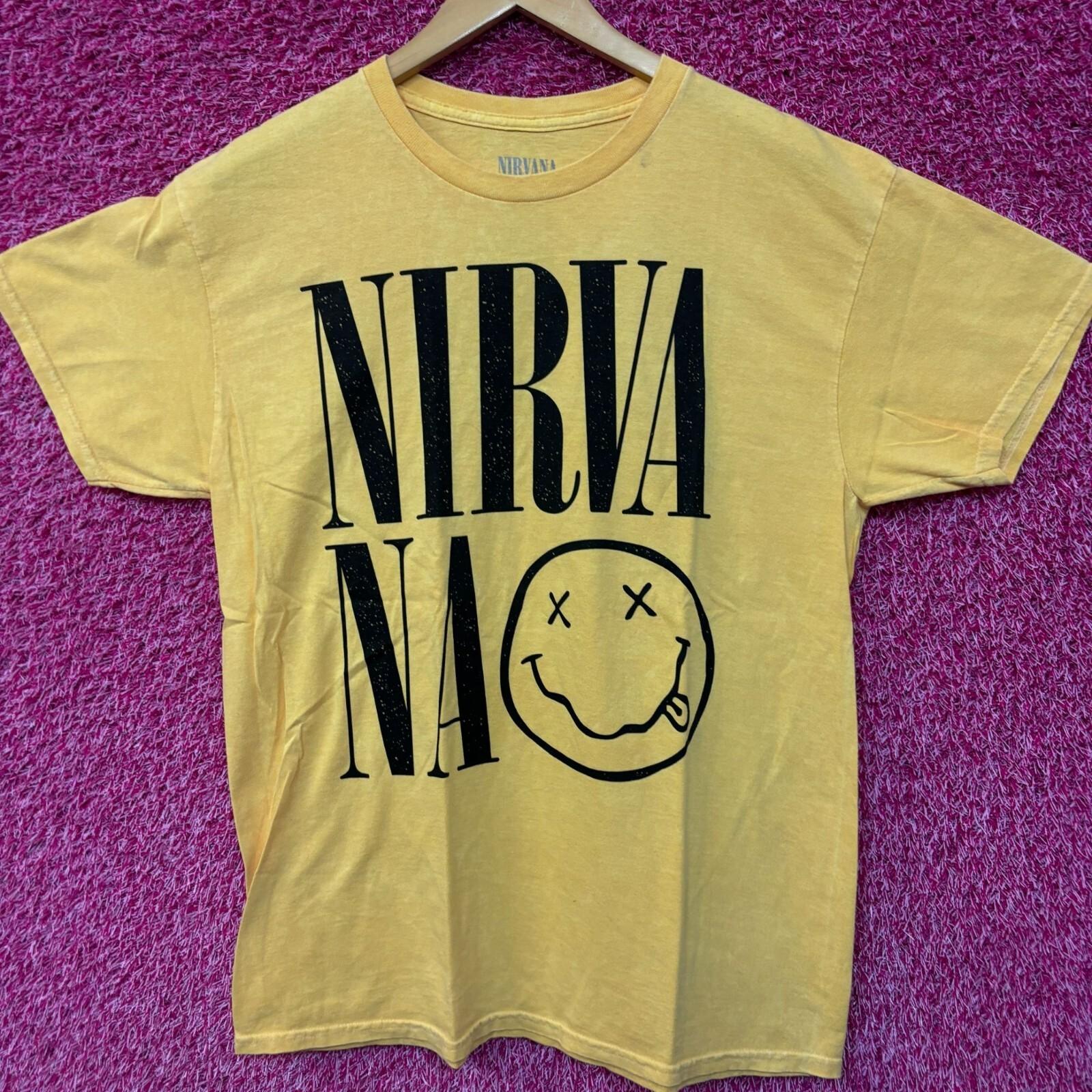 Nirvana Spell-Out Nevermind Smiley Face Grunge Tee Large XXL