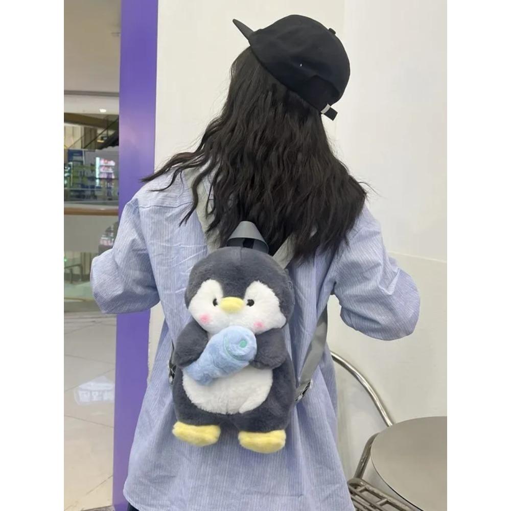 Women Cute Penguin doll shoulder bag girl plush Backpack 2024 new cartoon bag