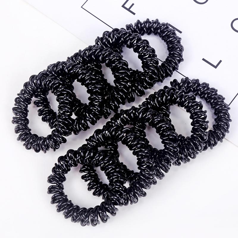 10Pcs/set Small Telephone Line Hair Ropes Girls Elastic Hair Bands Kid Ponytail Holder Ties Gum Hair Accessori Gifts 3-5cm Black