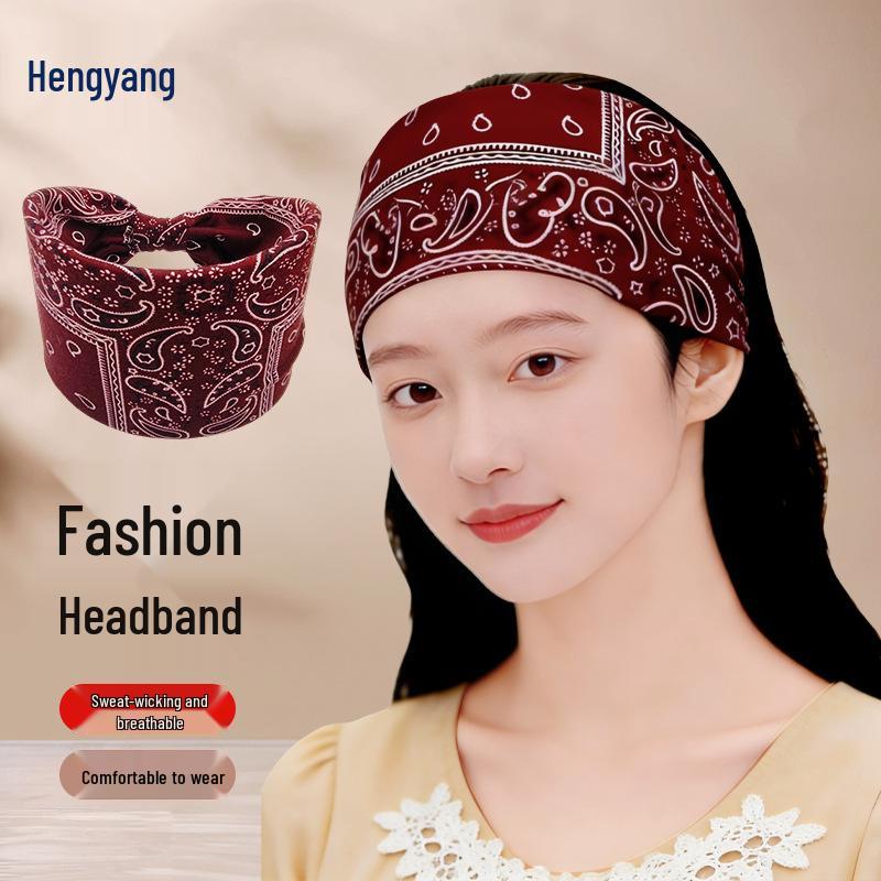 Bohemian Cashew Yoga Sports Sweat-Wicking Elastic Cotton Headband for Women