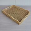 Storage Tray Wicker Basket with Handles Retro Rattan Weave Design