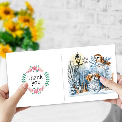 6PCS DIY Rhinestone Diamond Art Mosaic Postcards Diamond Art Handmade Cards for Festivals and Celebrations