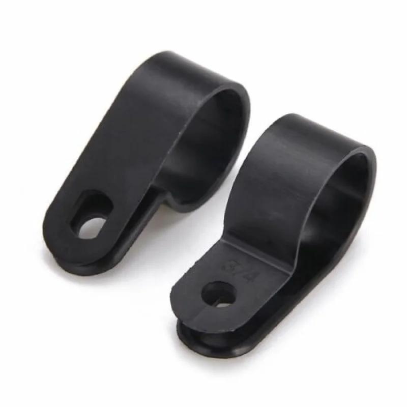 25/50pcs Plastic Cable Clips R-Type Black Hose Fasteners Durables Nylon Clamp Mount Fix Hardware Fitting Wire Management
