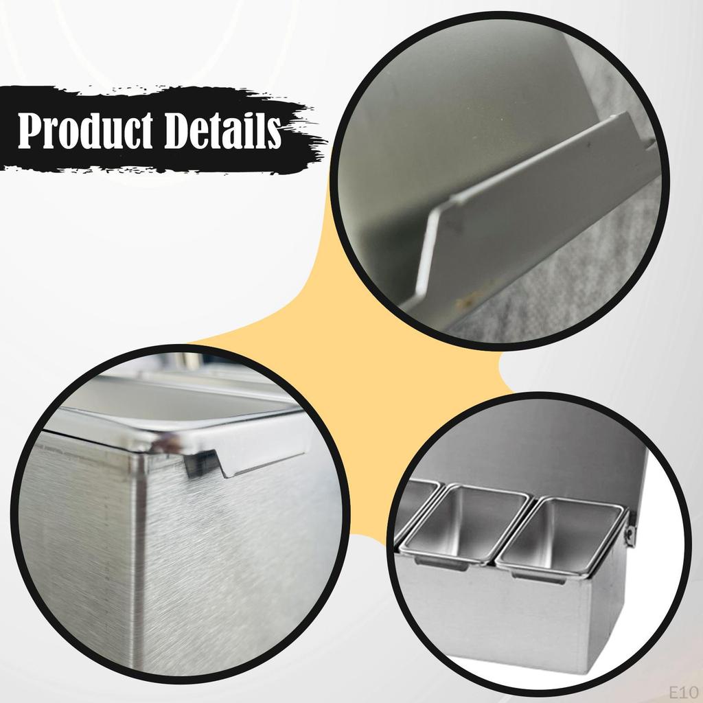 Condiment Server Stainless Steel Kitchen Organizer Tray Seasoning Box Dispenser Spice Container