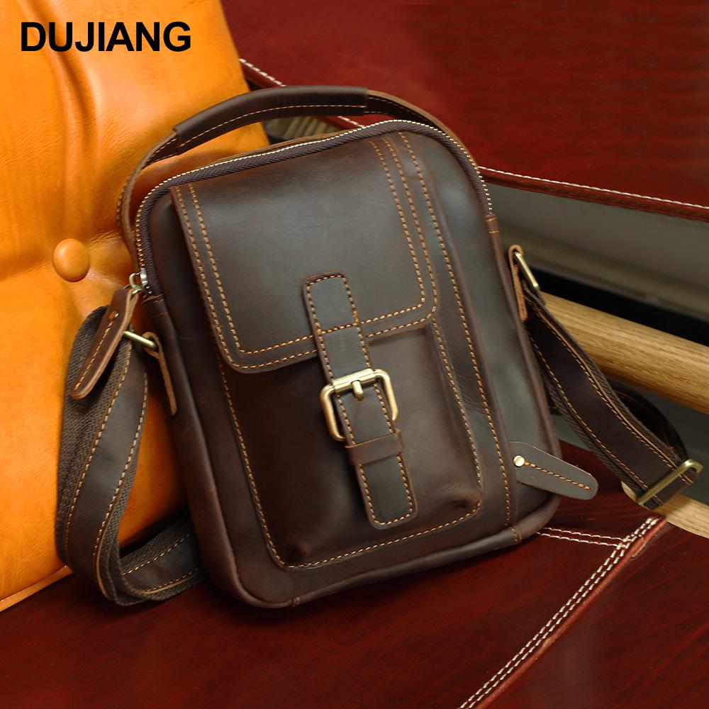 Men's Crossbody Bag - Crazy Horse Genuine Leather Single Shoulder Bag