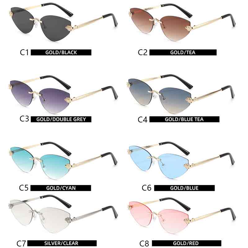 Rimless Cat Eye Metal Sunglasses Women Men Gradient High-quality Brand Sun Glasses Travel Outdoor Party Lady Man Eyewear UV400