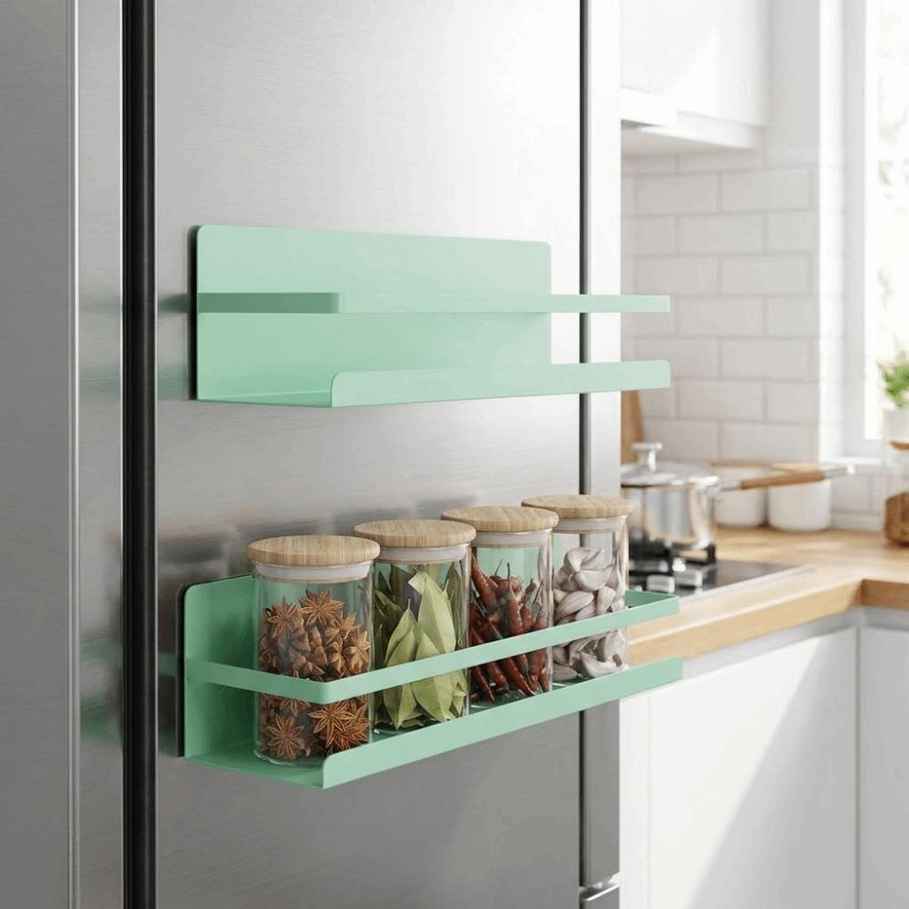 Wall Mounted Magnetic Spice Rack Punch Free Kitchen Storage Shelves  Living Room