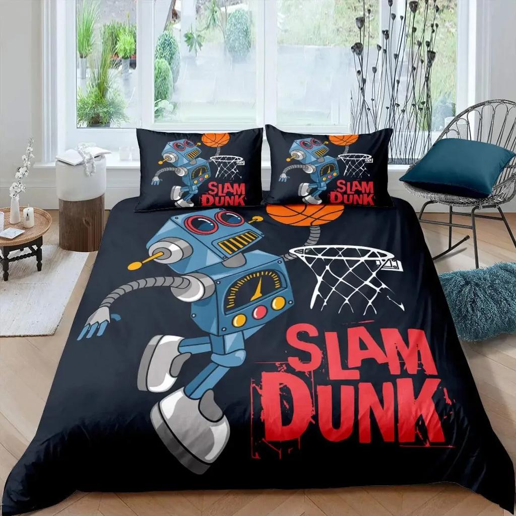 Robot Duvet Cover Set Boys Girls Watercolor Robot Quilt Cover Modern Cartoon Super Robot Pattern Bedding Set Comforter Cover Set
