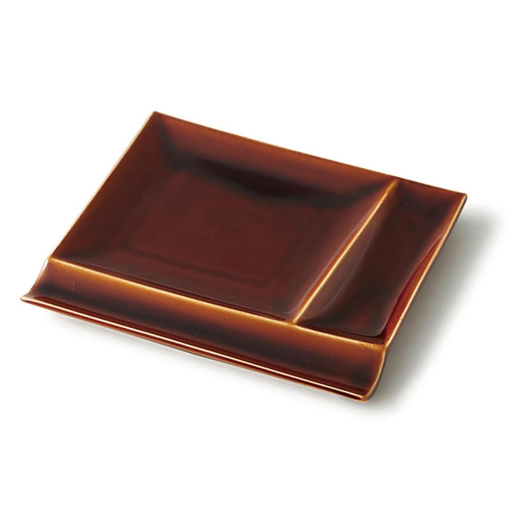 Mino ware with a brown made in size M x with dividers and a palette Microwave and dishwasher Product "Isola" plate, brown, glaze, Japan, (17 14.5 cm),
