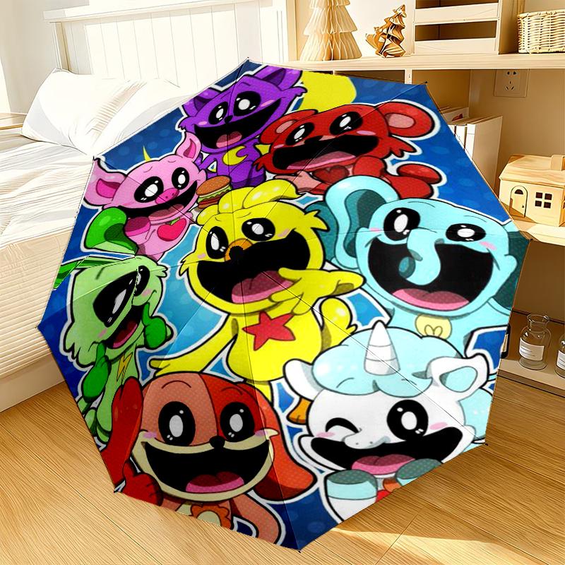 Happy smiling Cartoon Characters Umbrella 8-Frame for Travel, camping, Casual Lightweight Portable Umbrella, Essential for every family Holidays Gift