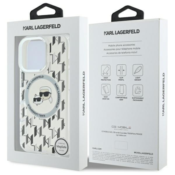 Karl Lagerfeld KLHMP16LHMCKMHT iPhone 16 Pro 6.3" Clear/Transparent IML Monogram Karl&Choupette Head MagSafe