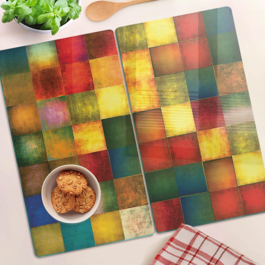 Decorative Tempered Glass Cutting Boards Geometric Pattern 2X30X52 Cm