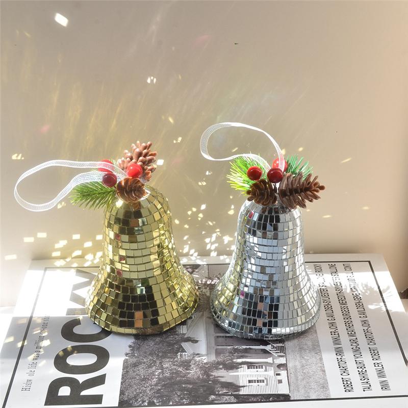

AEE2-Christmas Bell Decoration Christmas Tree Pendant Christmas Mosaic Mirror Bell Pendant Home Christmas Decoration золотой