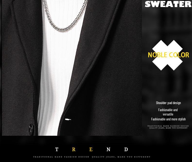 Men's Wool Tweed Mid-Length Suit Collar Windbreaker - British Style Autumn/Winter Coat
