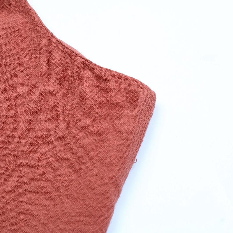 Summer Women's Cotton Linen Solid Color Strap Cardigan Halter Neck A Line Chic Dress