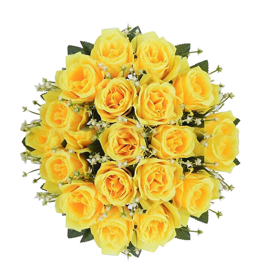 

18 головок шелковых роз искусственные цветы искусственный букет украшение стола для вечеринки желтые красные розовые розы свадебный цветок невесты золотой